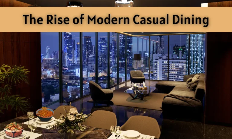 People enjoying modern casual dining in a relaxed restaurant with well-presented food and comfortable seating